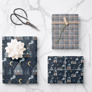 Feuille De Papier Cadeau Nuit d'hiver