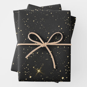 Feuille De Papier Cadeau Nuit étoilée noire Galaxie Abstraite