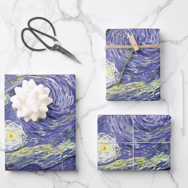 Feuille De Papier Cadeau Nuit étoilée par Vincent van Gogh (Recto)