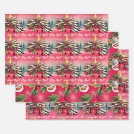 Feuille De Papier Cadeau Nuit silencieuse de Noël rétro