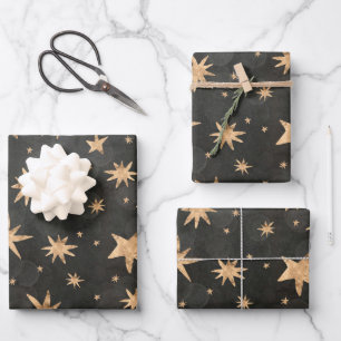 Feuille De Papier Cadeau Nuits étoilées dorées de fêtes
