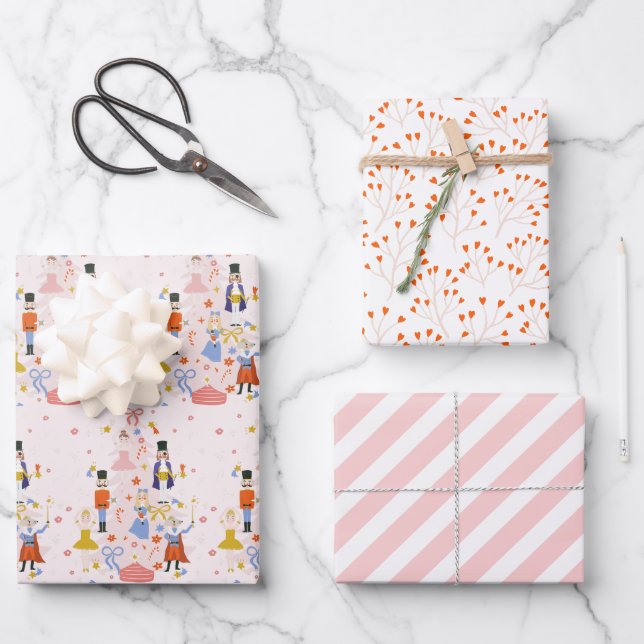 Feuille De Papier Cadeau Nutacker Pink Christmas Tree Holiday (Recto)