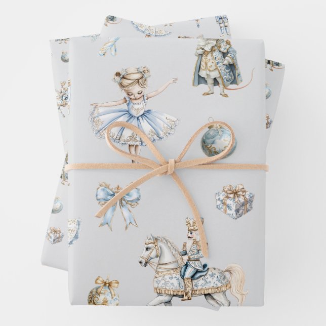Feuille De Papier Cadeau Nutcracker aquarelle Noël Motif (En situation)