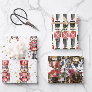 Feuille De Papier Cadeau Nutcracker Suite Jouets Soldats Étoiles