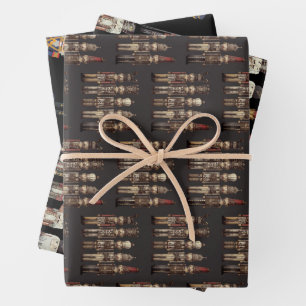 Feuille De Papier Cadeau Nutcracker Trio Noir de Noël