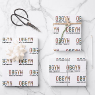 Feuille De Papier Cadeau OBGYN obstétricien gynécologue Empreinte de léopar