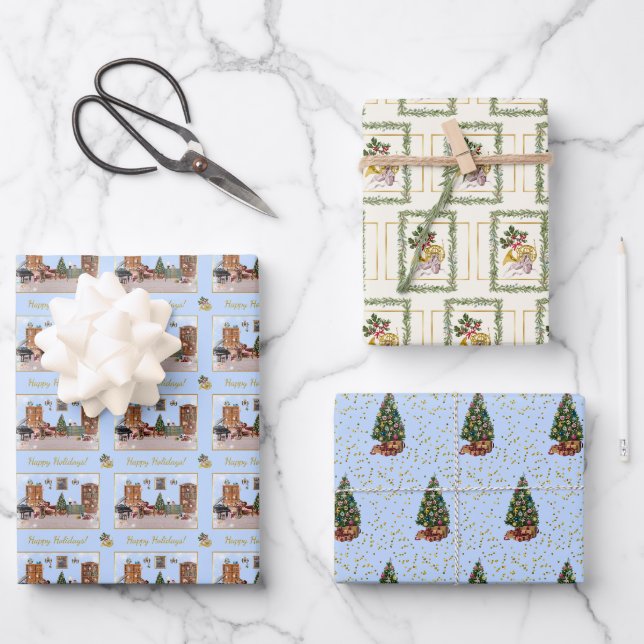 Feuille De Papier Cadeau Ode to The Nutcracker Ballet Blue (Recto)