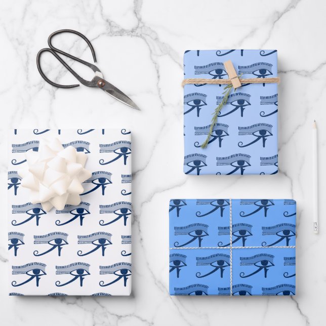 Feuille De Papier Cadeau OEil bleu d'Horus Amulet (Recto)