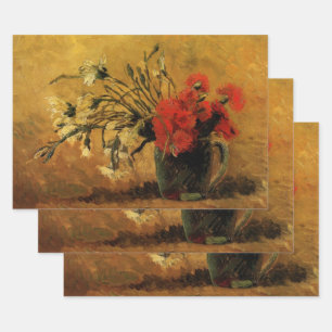 Feuille De Papier Cadeau Œillets rouges et blancs par Vincent van Gogh