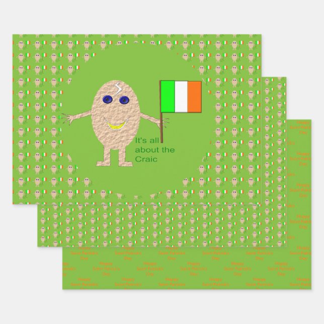 Feuille De Papier Cadeau Oeuf irlandais patriotique personnalisé (Lot)