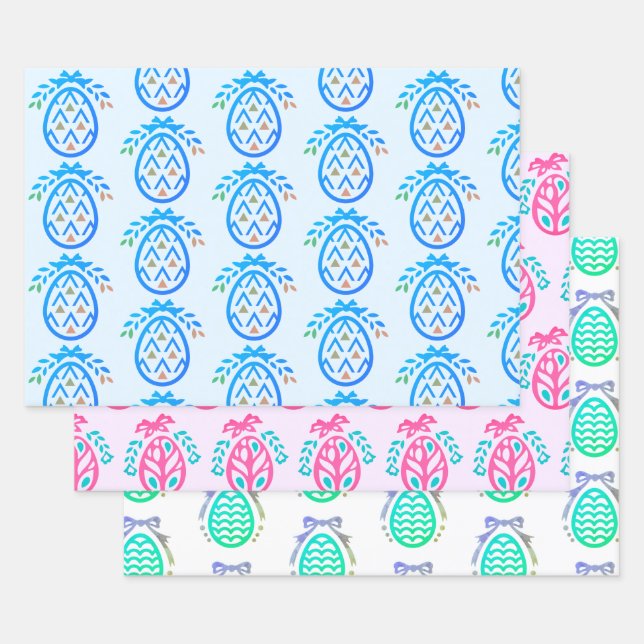 Feuille De Papier Cadeau Oeufs de Pâques (Lot)