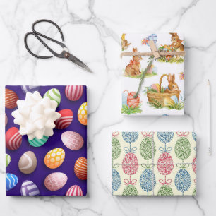 Feuille De Papier Cadeau Oeufs de Pâques