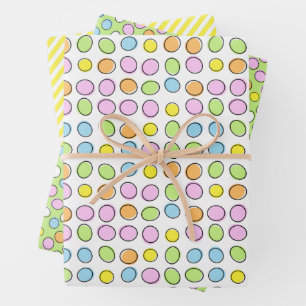 Feuille De Papier Cadeau OEufs de Pâques blanc Vert rayé Motif