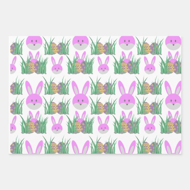Feuille De Papier Cadeau OEufs de pâques de lapin amusant (Devant)