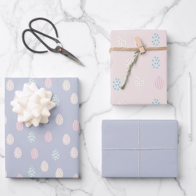 Feuille De Papier Cadeau Oeufs de Pâques décorés (Recto)