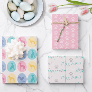 Feuille De Papier Cadeau OEufs de Pâques Italien Greyhound Chien Paws Cute 