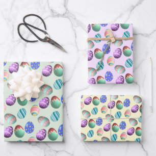 Feuille De Papier Cadeau Oeufs de Pâques, Oeufs de Coloration, Printemps, F