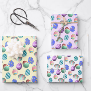 Feuille De Papier Cadeau Oeufs de Pâques, Oeufs de Coloration, Printemps, F