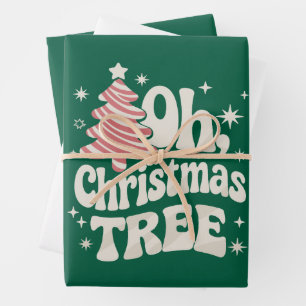 Feuille De Papier Cadeau Oh Sapin Lumineux Joyeux Noël Xmas