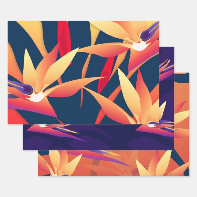 Feuille De Papier Cadeau Oiseau de paradis tropical (Lot)