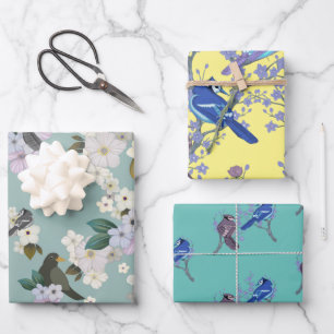 Feuille De Papier Cadeau Oiseaux