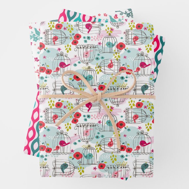 Feuille De Papier Cadeau Oiseaux (En situation)