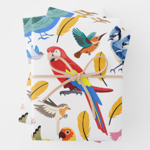 Feuille De Papier Cadeau Oiseaux colorés