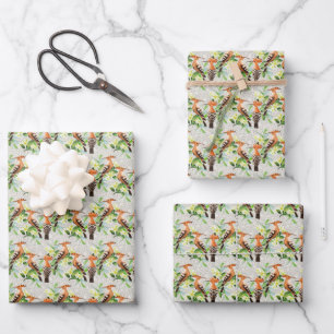 Feuille De Papier Cadeau Oiseaux Exotiques Sur La Dentelle