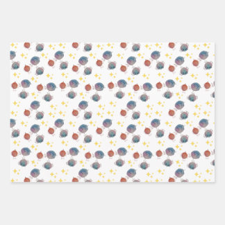 Feuille De Papier Cadeau Oiseaux galaxies étincelants