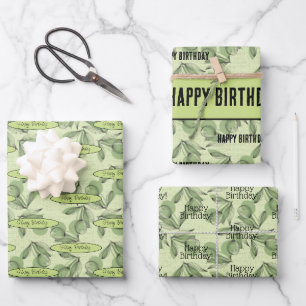 Feuille De Papier Cadeau Olive et verdure Motif Message personnalisé
