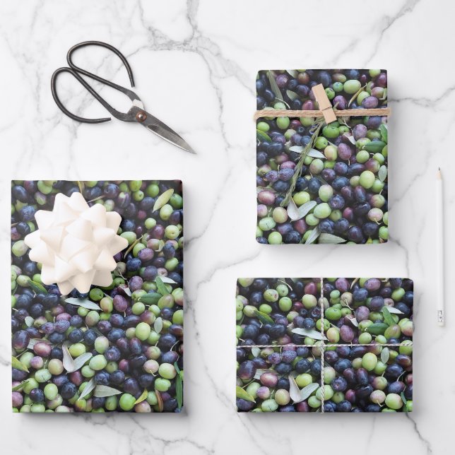 Feuille De Papier Cadeau Olives fraîches (Recto)