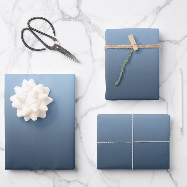 Feuille De Papier Cadeau Ombre bleu hiver (Recto)