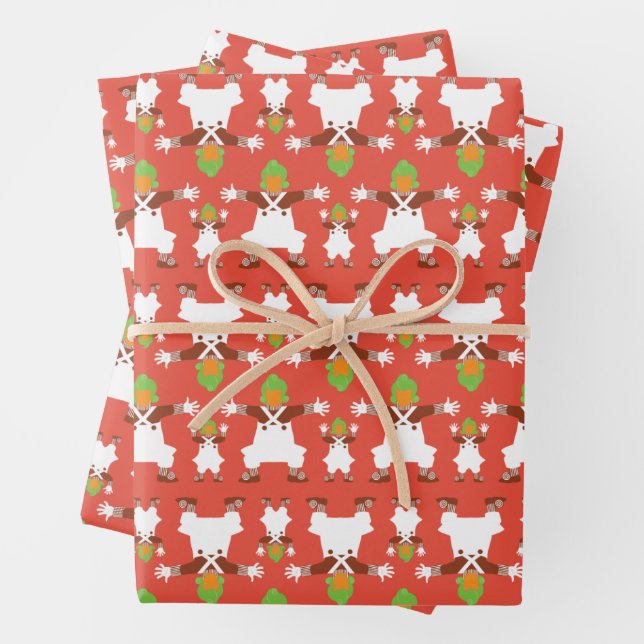 Feuille De Papier Cadeau Oompa Loompa Motif dansant (En situation)