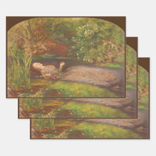 Feuille De Papier Cadeau Ophélie de Millais, Art Victorien Vintage