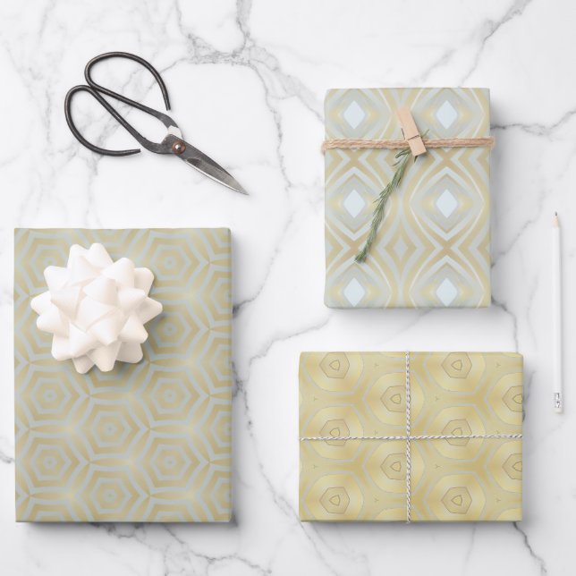 Feuille De Papier Cadeau Or de luxe et ivoire (Recto)