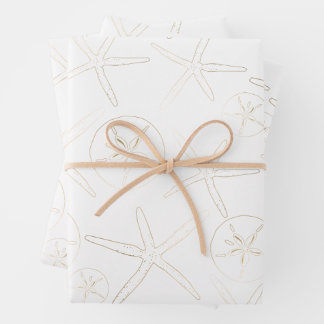 Feuille De Papier Cadeau Or et blanc - Plage, Nautique