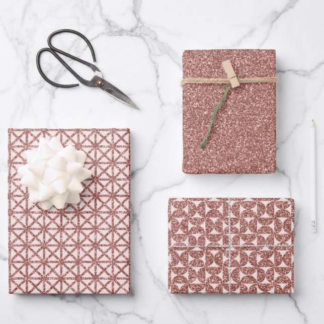 Feuille De Papier Cadeau Or rose étincelant (Recto)