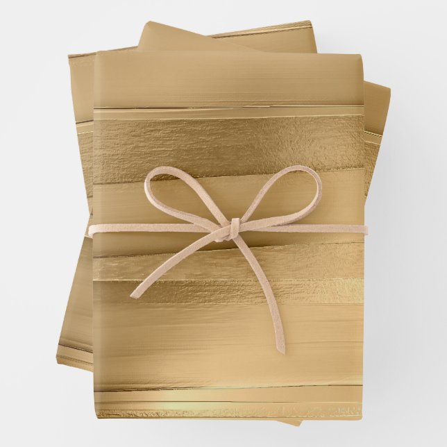 Feuille De Papier Cadeau or ruban texture métallique design (En situation)