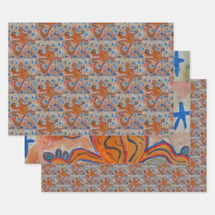 Feuille De Papier Cadeau Orange Gecko
