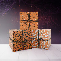 Orange Ghosts Bats Étoiles Halloween Motifs