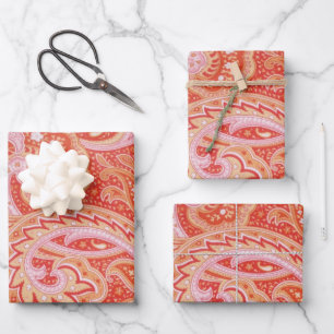 Feuille De Papier Cadeau Orange Paisley