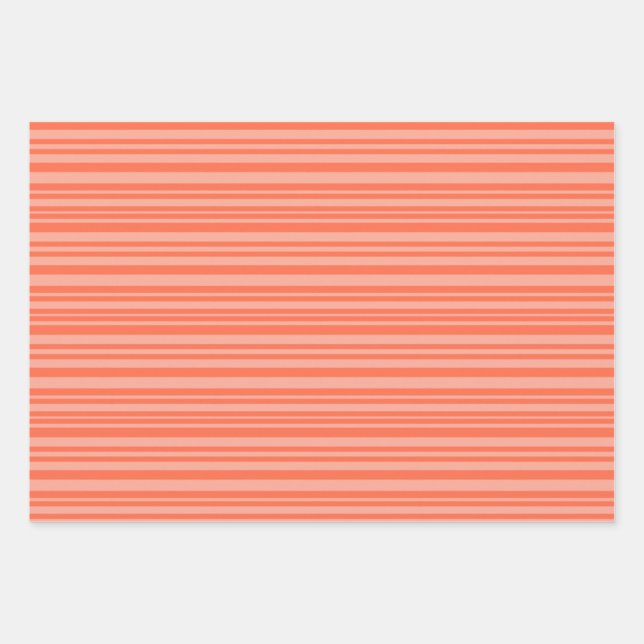 Feuille De Papier Cadeau Orange rose et vert rayures (Devant)