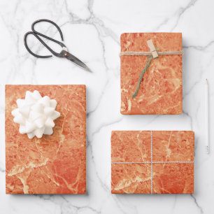 Feuille De Papier Cadeau Orange Rose Gold Red Marble Texture