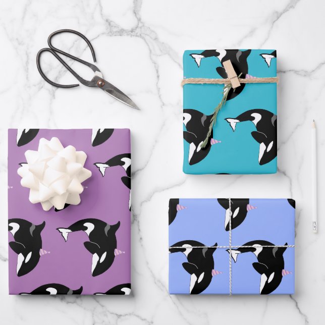 Feuille De Papier Cadeau Orca Killer Whale Anniversaire (Recto)