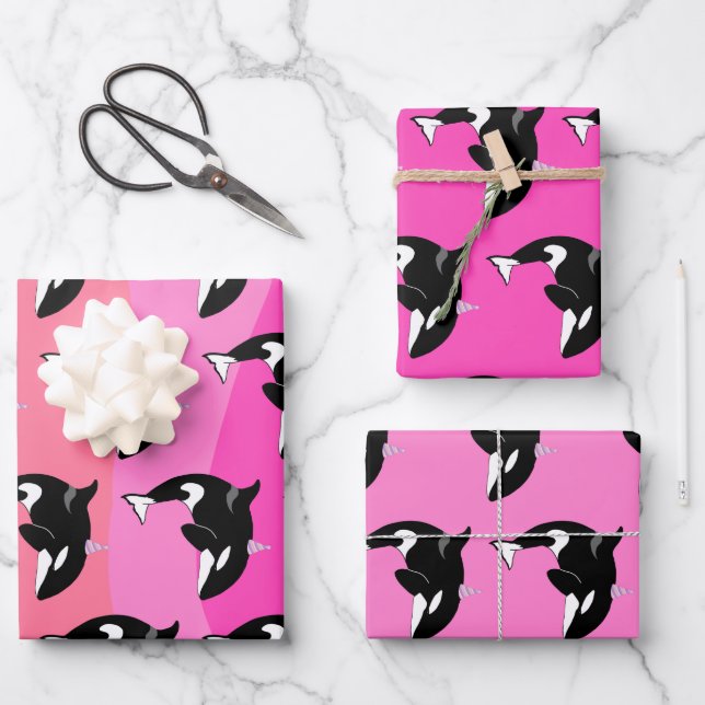 Feuille De Papier Cadeau Orca Killer Whale Anniversaire (Recto)
