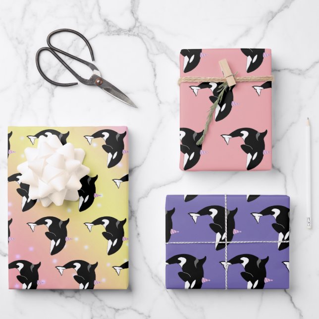 Feuille De Papier Cadeau Orca Killer Whale Anniversaire (Recto)