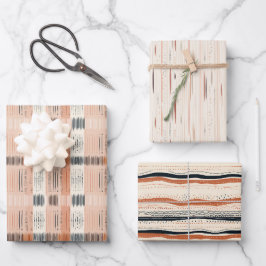 Feuille De Papier Cadeau Originaire Boho marine rouille bandes de terre cui