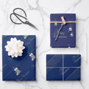 Feuille De Papier Cadeau Ornements de Noël argentés