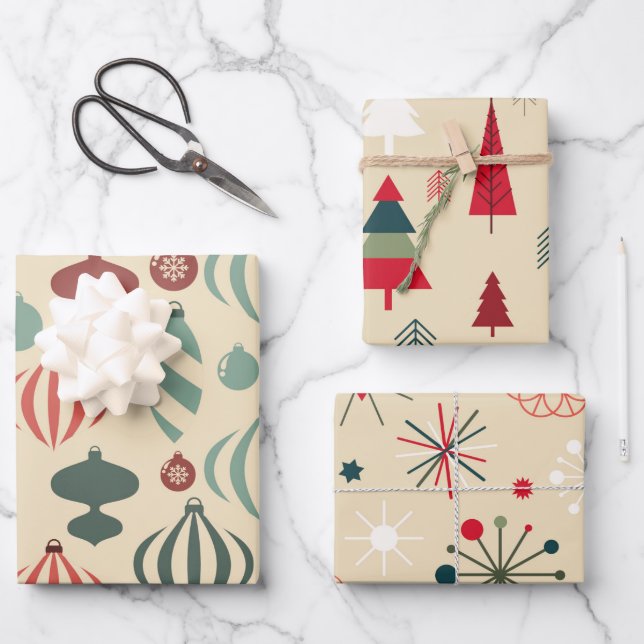 Feuille De Papier Cadeau Ornements de Noël nordique (Recto)