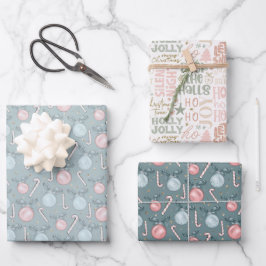 Feuille De Papier Cadeau Ornements de Noël Sucres de canne Mot Art Noël